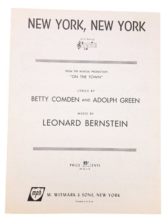 M. Witmark & Sons Other - Vintage New York New York Sheet Music On The Town Leonard Bernstein 1945 Comden